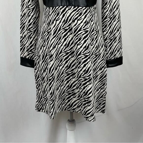Tyler Boe Black White Zebra Print Vegan Leather Feminine Date Dress NWT Size S - Picture 4 of 13